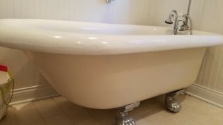 antique clawfoot tub with faucet and shower attachment - very good shape 4