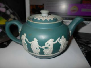 Dudson Hanley England Antique Teal Green Teapot Rare & Unusual Color &