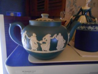 Dudson Hanley England Antique Teal Green Teapot Rare & unusual color & 2