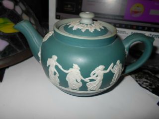 Dudson Hanley England Antique Teal Green Teapot Rare & unusual color & 3