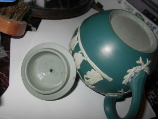 Dudson Hanley England Antique Teal Green Teapot Rare & unusual color & 5