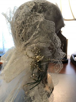 1920’s Vintage Cloche Wedding Hat With Long Veil 2