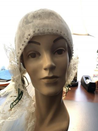 1920’s Vintage Cloche Wedding Hat With Long Veil 3