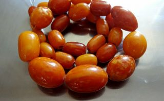 Antique Natural Butterscotch Egg Yolk Baltic Amber Graduated 30 Beads/26.  6 Grams 10