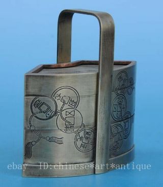 Old Chinese copper hand - carved sector Small hamper c01 2