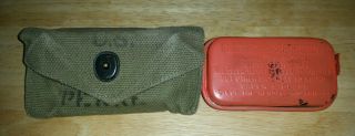 Us Army Usmc Marine Ww2 M - 1924 First Aid Field Pouch Tin Shoe Co.  1942 Gi Rare