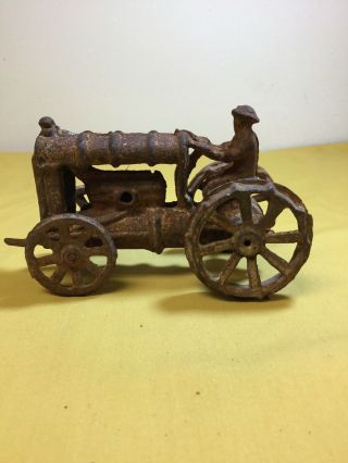 Primitive Vintage Cast Iron Fordson Tractor Toy Farm Vehicle Ford