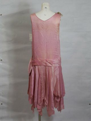 1920 French Art Deco Vintage Rose Pink Silk Satin Dress 3