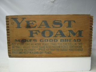 Antique Yeast Foam Wood Box Dovetail " Makes Good Bread " Rare Early 1900 