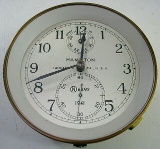 Vintage 1941 Hamilton Model 21 Ships Chronometer Deck Clock Parts Repair