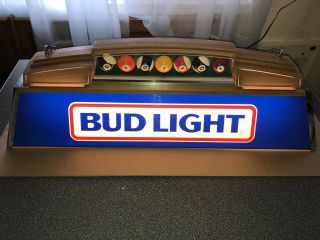Vintage Bud Light Beer Sign Pool Table Light Billiard Balls Man Cave Budweiser
