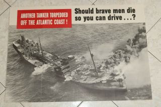 World War II War Bond Poster 1942 Another Tanker Torpedoed Office of Price Admin 2