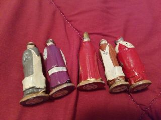 5 - Vtg.  METAL Toy Monks Pope Priest Frenchal Made in France Quiralu Catholic 3