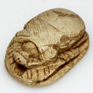 Intact Egyptian Glaze Scarab Seal Pendant Circa 1000 - 700 Bc