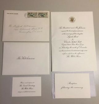 Vintage 1967 Lbj Daughter Lynda Wedding White House Invitation Mailing Envelope