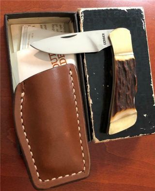Vintage Gerber Folding Sportsman Stag Knife