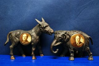 Antique Copper - Plated Cast Iron Political Mascots – Taft & Bryan – 1908