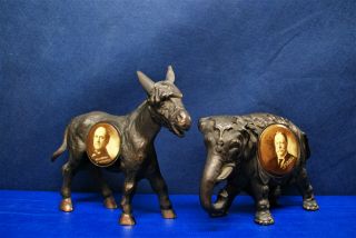 Antique Copper - Plated Cast Iron Political Mascots – Taft & Bryan – 1908 8