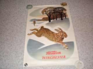 1955 Western - Winchester Rabbit Lithograph 26x40 Poster.  Not A Reprint