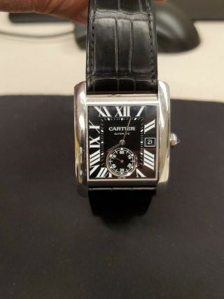 Cartier Tank MC w/Black Leather Band on Blackface - rarely worn watch 5