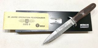 Rare Vintage Boker Solingen Damast Operation Feuerzaub Le Boot Dagger Knife Case