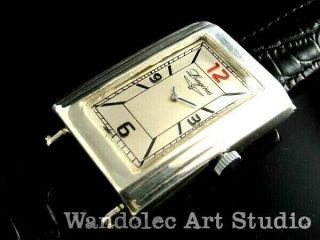 LONGINES Vintage Men ' s Wrist Watch Art Deco Sterling Silver Mens Wristwatches 8