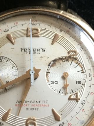 Vintage 18ct gold Chronograph Felser ‘s Movement 1950s ? 10