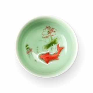 Chinese Tea Cups Porcelain Celadon Fish Teacup Set Loose Leaf Teapot Drinkware T