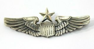 Wwii Vintage Us Army Air Force Pilot Wings Pin; Sterling Silver,  21 Grams,  Large