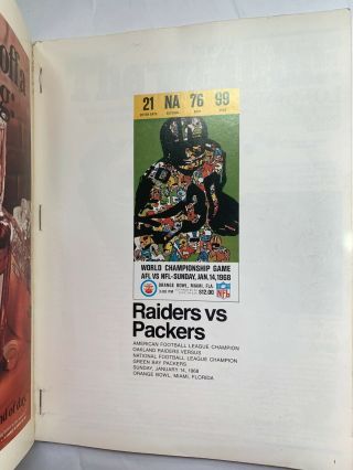 BOWL II 2 PROGRAM Vintage 1968 Raiders Packers AFL NFL 6