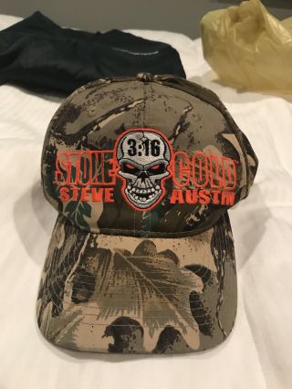 Vintage Stone Cold Steve Austin Hat Snapback Camo Wwf Wwe 1998 Authentic
