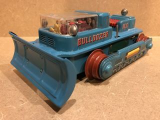 Vintage Metal Bulldozer 112 Made In Japan Battery Operated Blue