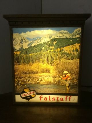 Vintage Falstaff Fishing Beer Light Up Advertisement Sign