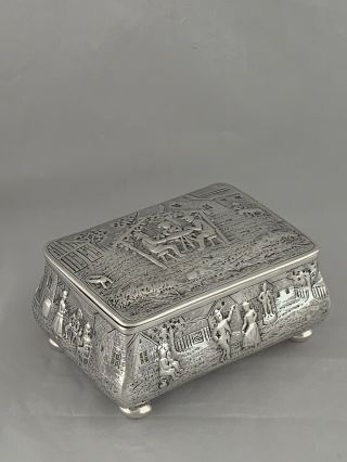 Large Victorian Scottish Solid Silver Box Edinburgh 1895 Hamilton & Inches