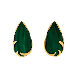 Antique Vintage Art Deco Retro 14k Yellow Gold Chinese Carved Malachite Earrings 2