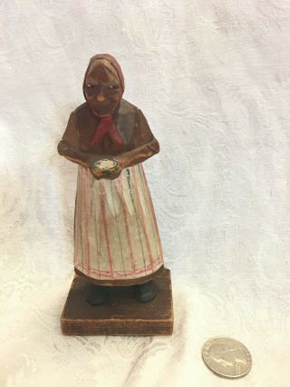 Carl J Trygg Hand Carved Wooden Peasant Woman Figurine Figure Folk Art Carving