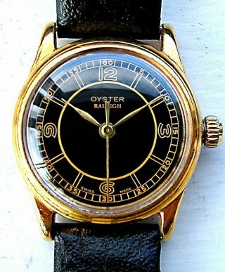 Rare 1940s Canadian Military Rolex Oyster Raleigh Watch Black Dial All