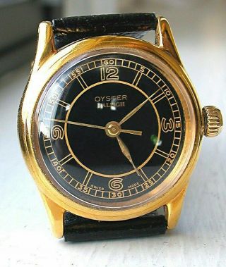 Rare 1940s Canadian MILITARY ROLEX Oyster RALEIGH watch BLACK Dial All 3