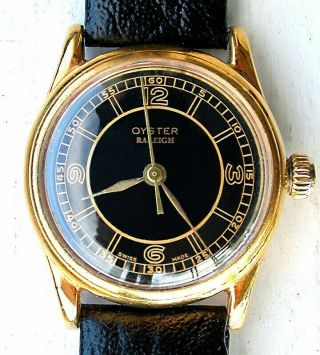 Rare 1940s Canadian MILITARY ROLEX Oyster RALEIGH watch BLACK Dial All 8