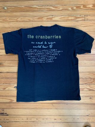 Vintage The Cranberries No Need To Argue 1995 Tour T - Shirt X - Large 5