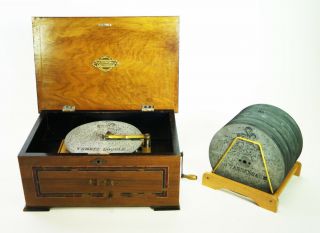 Antique Edelweiss Disc Music Box With 17 Discs