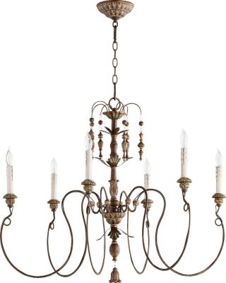 Quorum 6006 Salento Chandelier Persian White Vintage Copper French Umber