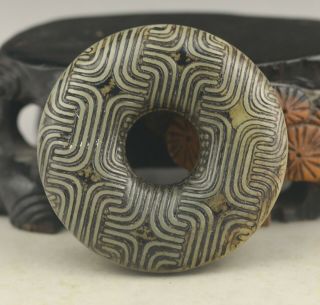 Old Chinese Black Natural Jade Hand - Carved Pendant