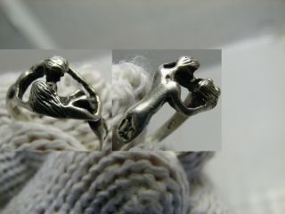 Naked Man And Woman Custom Made Old Vintage Sterling Silver Ring 1086