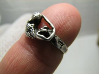 Naked man and woman CUSTOM MADE OLD VINTAGE STERLING SILVER RING 1086 3