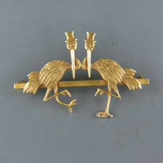 Rare Art Deco Stork Club Nyc 14k Gold Pin