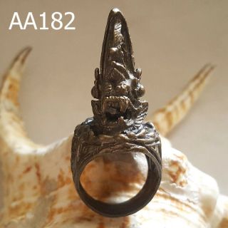 Powerful Naga Serpent Snake Bronze Angkor Khmer Thai Amulet Ring Aa182g