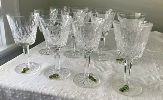 11 Vintage Waterford Crystal Lismore Claret Wine Glasses Marked - 5 7/8 "