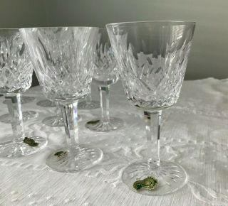 11 VINTAGE WATERFORD CRYSTAL LISMORE CLARET WINE GLASSES MARKED - 5 7/8 