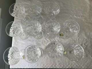 11 VINTAGE WATERFORD CRYSTAL LISMORE CLARET WINE GLASSES MARKED - 5 7/8 